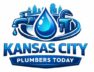 Kansas City Plumbers logo featuring a blue water droplet, plumbing tools, and the Kansas City skyline with the text "KANSAS CITY PLUMBERS TODAY," representing plumbing services for homeowners in Kansas City.